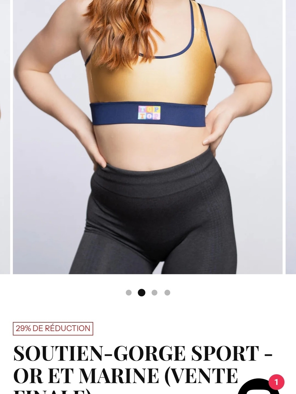 TOP TOP Gold and Navy Sports Bra